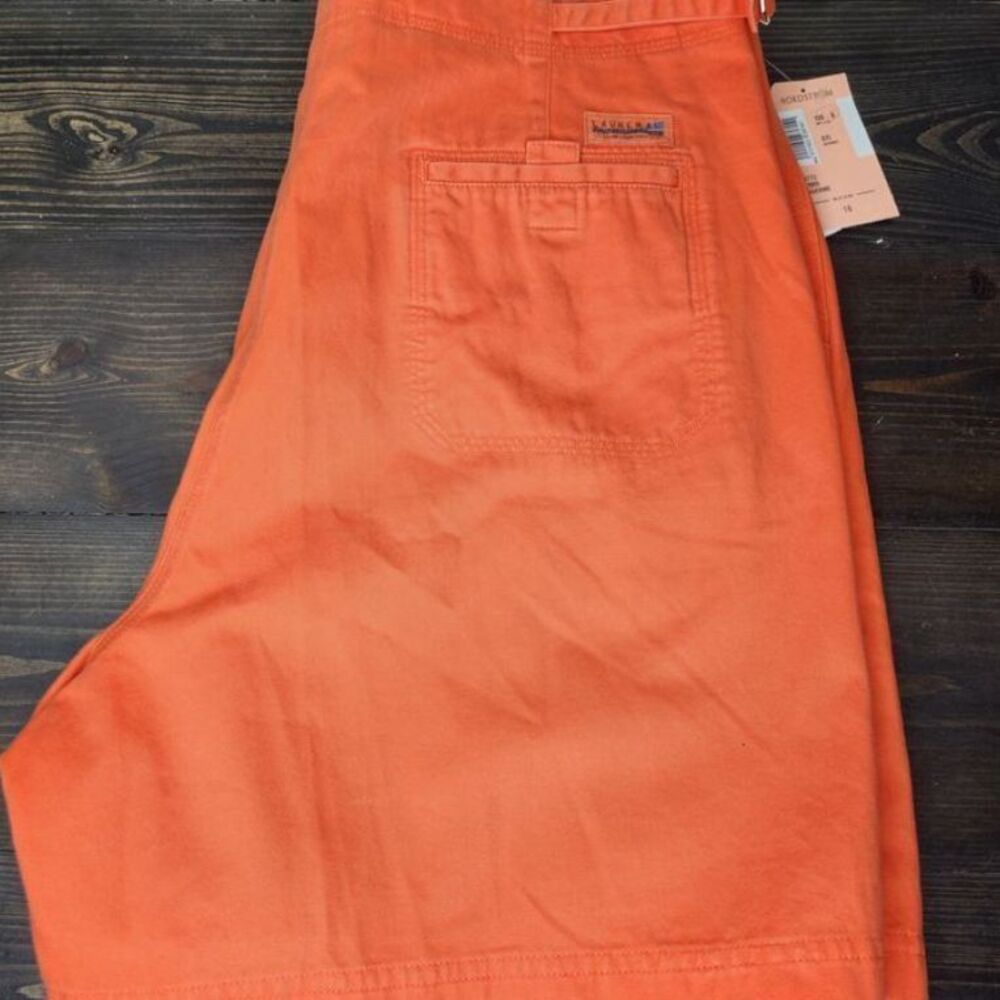 Lauren Ralph Lauren Womans NWT Twill Shorts 16 Tangerine Cotton Cinch Waist - Picture 11 of 13